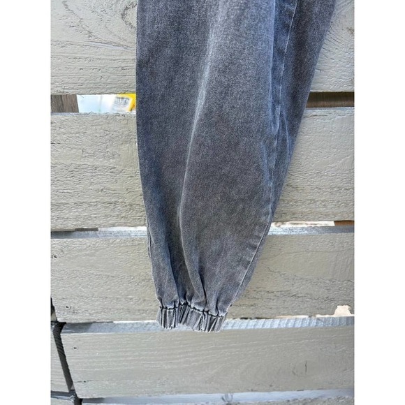 80s 90s vibe black denim cargo‎ joggers with belted waist. Retro vibe. Sz 25 - Picture 3 of 7